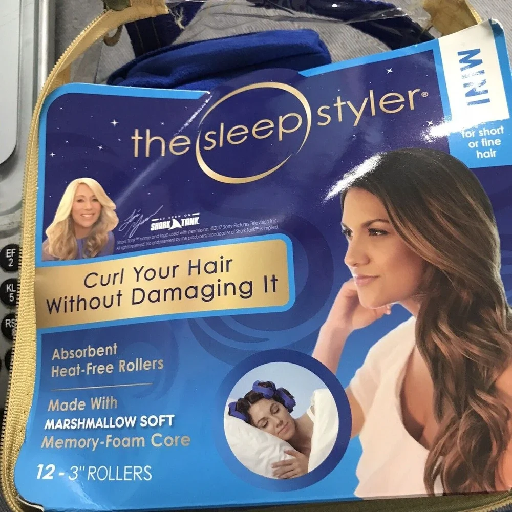Sleep Styler Small Sm Mini 7 Count Dark Blue Soft Heat Free Roller Curler Styler
